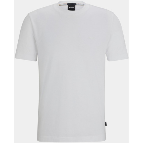 Vêtements Homme Portefeuilles / Porte-monnaie BOSS T-shirt  à col rond en coton avec logo imprimé Blanc