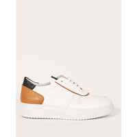 Chaussures Homme Baskets mode Exton Sneaker pour hommes  en cuir avec semelle en caoutchouc Bianco/beige