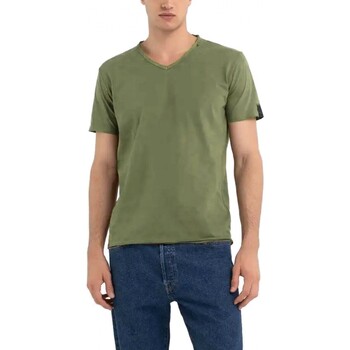 Replay Militaire lger T-shirt col V Vert