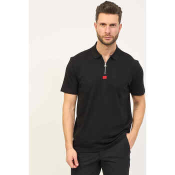 Vêtements Homme T-shirts & Polos BOSS Polo  noir en coton avec zip Noir