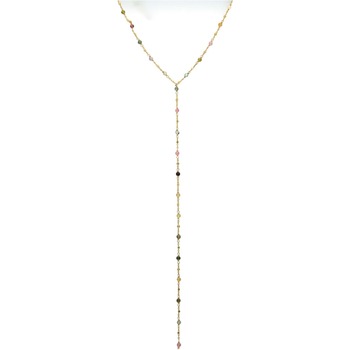 collier orusbijoux  collier cravate argent doré pierres multi-tourmaline 