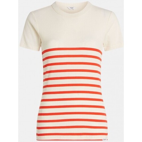 Vêtements Femme T-shirts manches courtes Penn & Ink Tshirt Stripe Coral Rouge