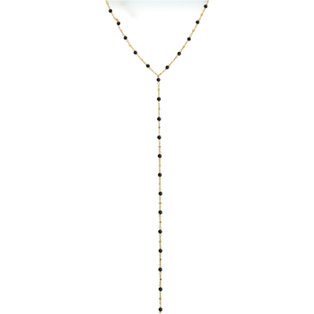 collier orusbijoux  collier cravate argent doré pierres spinelle noires 