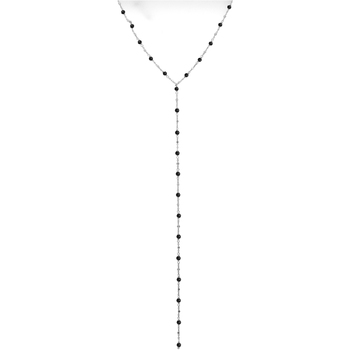 collier orusbijoux  collier cravate argent rhodié pierres spinelle noires 
