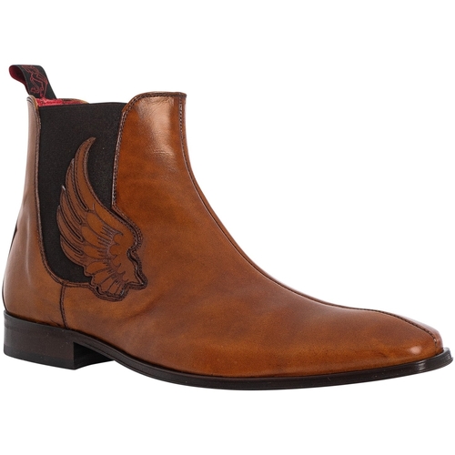 Chaussures Homme Bottes ville Jeffery-West Bottines Chelsea en cuir à ailes Marron