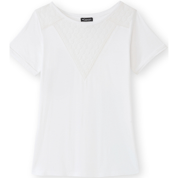 Vêtements Femme Chaussures de sport Daxon by  - Tee-shirt empiècements dentelle Blanc