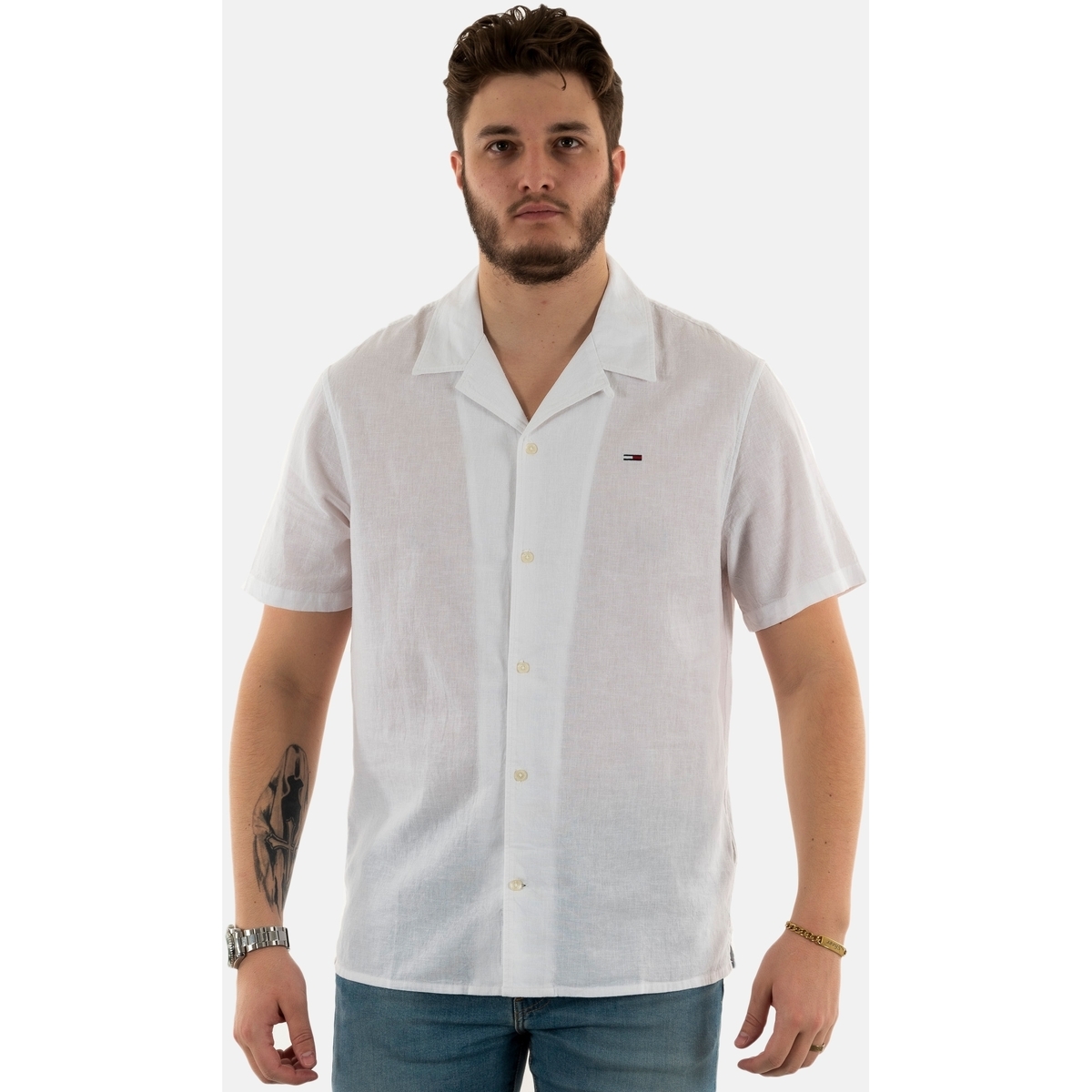 Vêtements Homme Chemises manches courtes Tommy Jeans dm0dm18963 Blanc