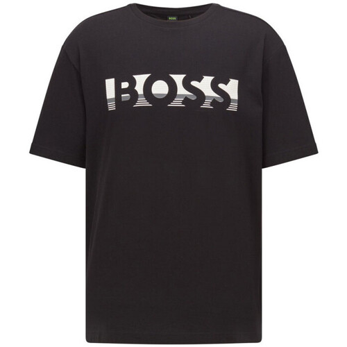 Vêtements Enfant T-shirts & Polos BOSS Michael Kors Big Logo printed T-shirt  en coton avec logo color block noir Noir