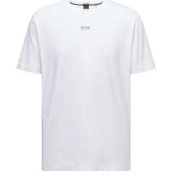 Vêtements Homme T-shirts & Polos BOSS T-shirt  Tee-Tape en coton stretch blanc à logo multicol Blanc