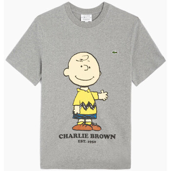 Vêtements T-shirts & Polos Lacoste T shirt  X PEANUTS (Charlie Brown) Gris