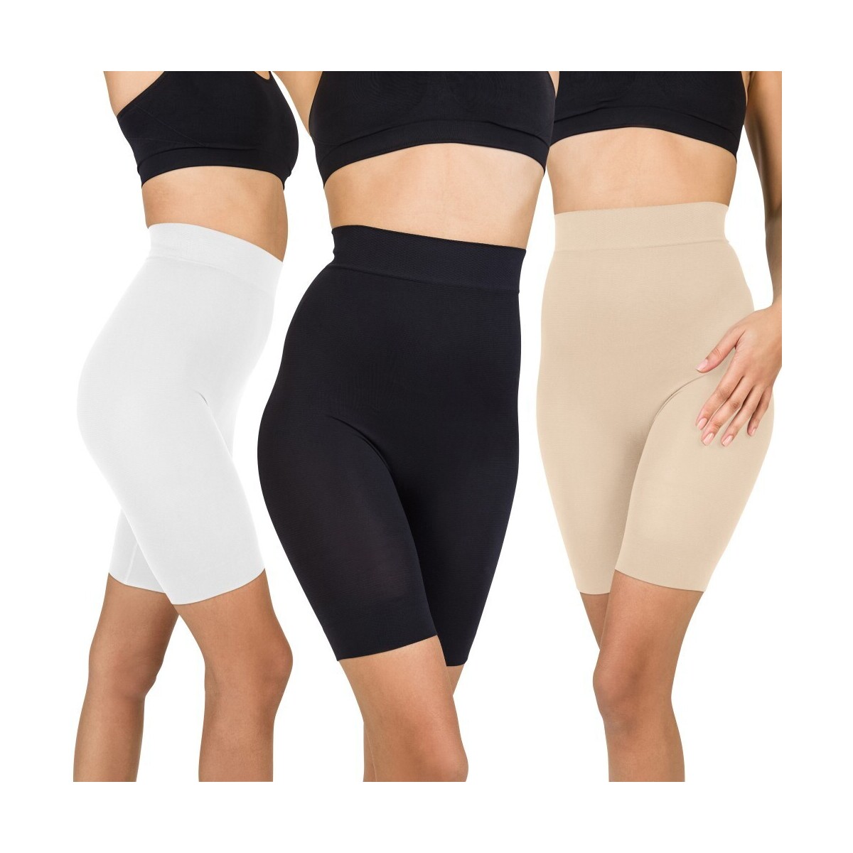 Sous-vêtements Femme Produits gainants Lipo Actif Lot de 3 panty push-up noir, blanc & dune Multicolore