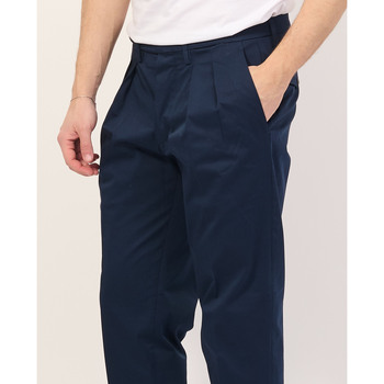 Michael Coal - Pantalon large avec abdominoplastie boutonnée Bleu