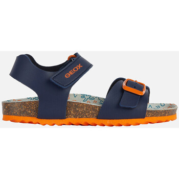 Chaussures Garçon Plaids / jetés Geox J GHITA BOY bleu marine/orange foncé