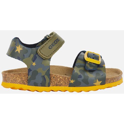 Chaussures Garçon Plaids / jetés Geox B SANDAL CHALKI BOY vert sauge/ocre