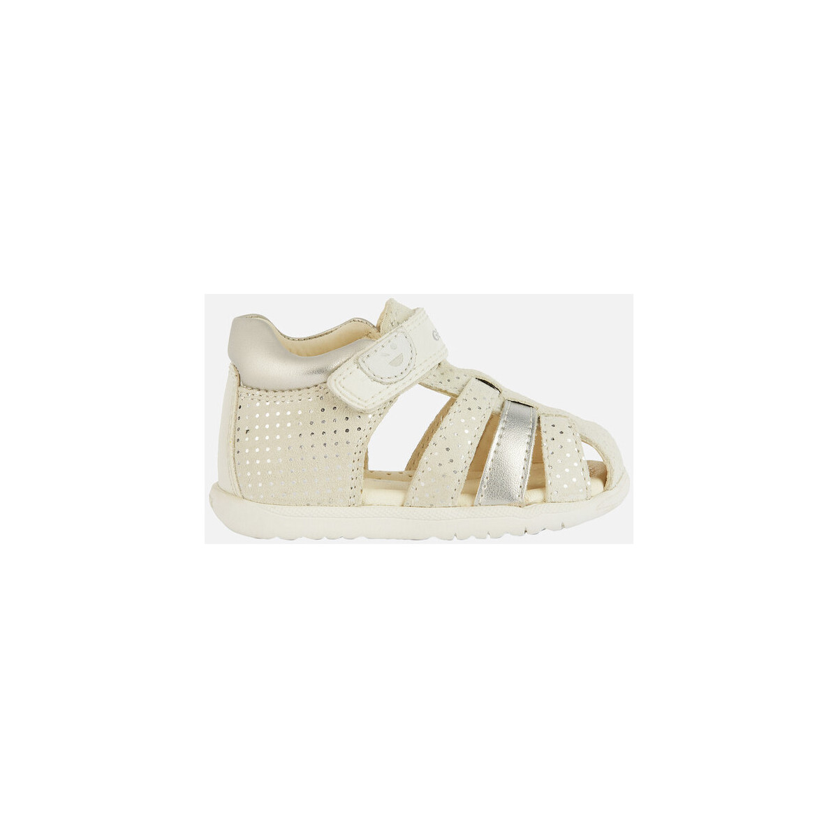 Chaussures Fille Baskets mode Geox B SANDAL MACCHIA GIR blanc lait/argent clair