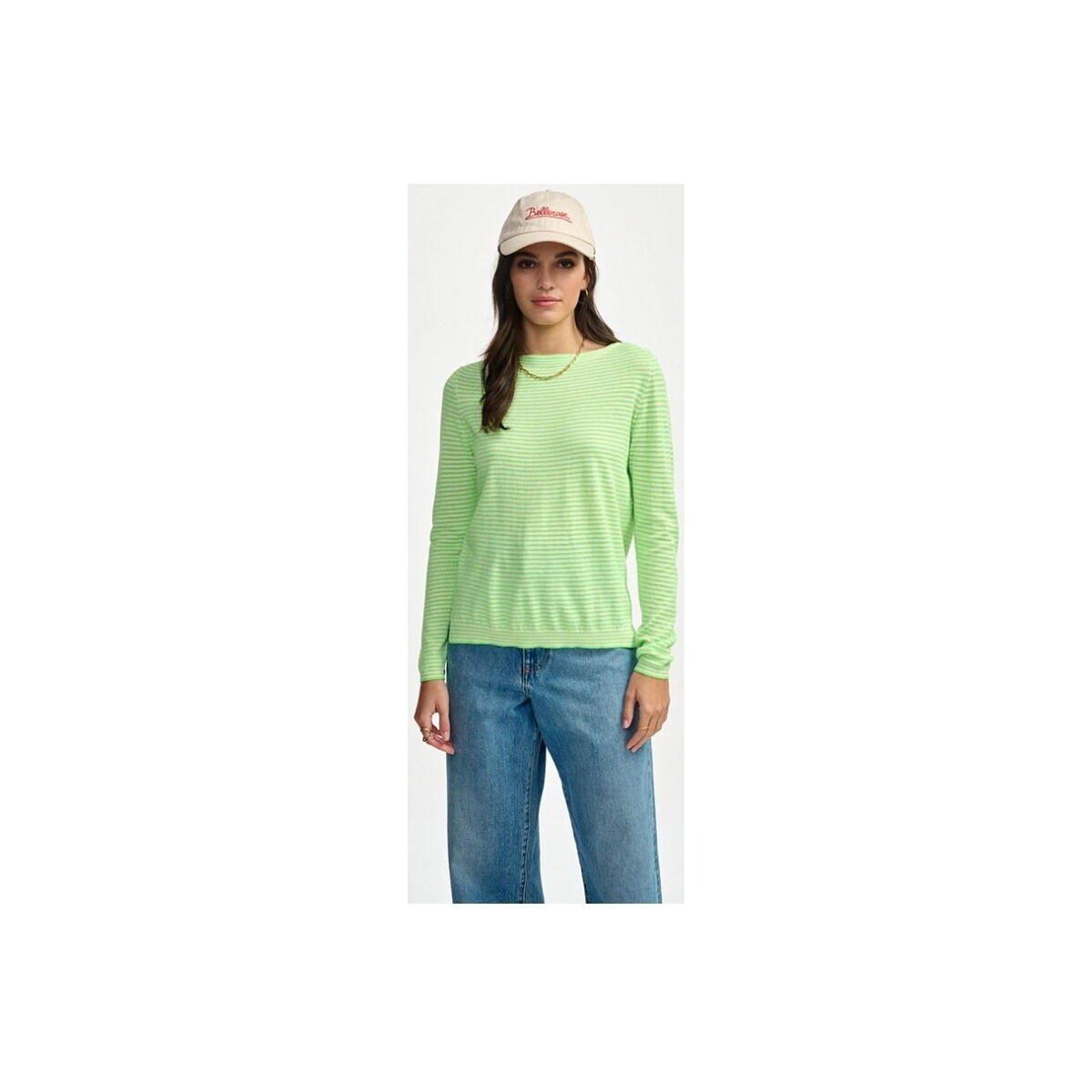 Vêtements Femme T-shirts manches courtes Bellerose Gop Sweater Lime Stripes Multicolore