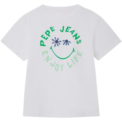 Vêtements Fille T-shirts manches courtes Pepe jeans kids Blanc
