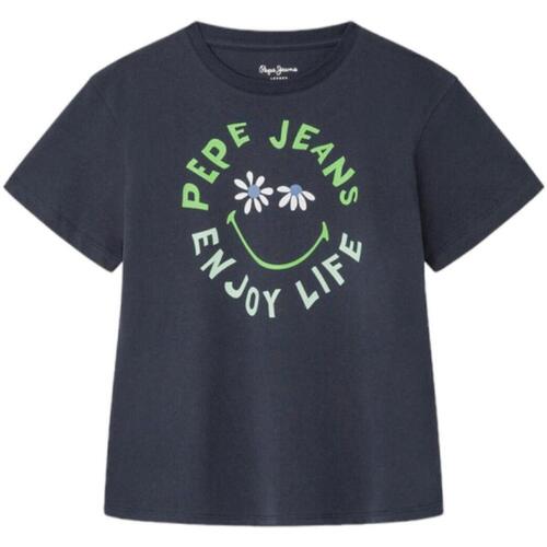 Vêtements Fille T-shirts manches courtes Pepe Skinny jeans  Bleu