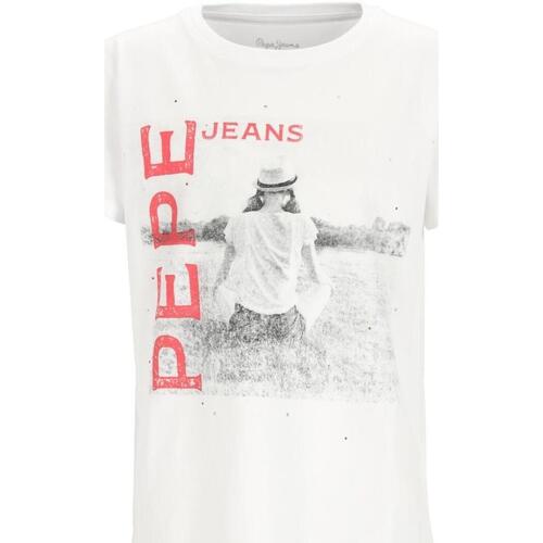 Vêtements Fille T-shirts manches courtes Pepe Leggings JEANS  Blanc
