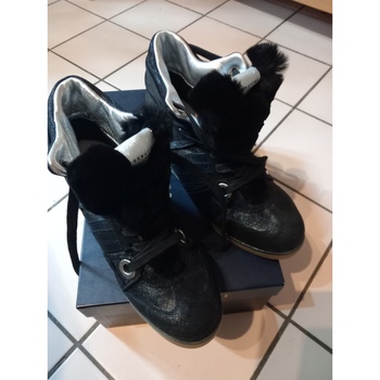 Chaussures Femme Baskets montantes Sérafini Femme Baskets Manhattan -black and fur Noir