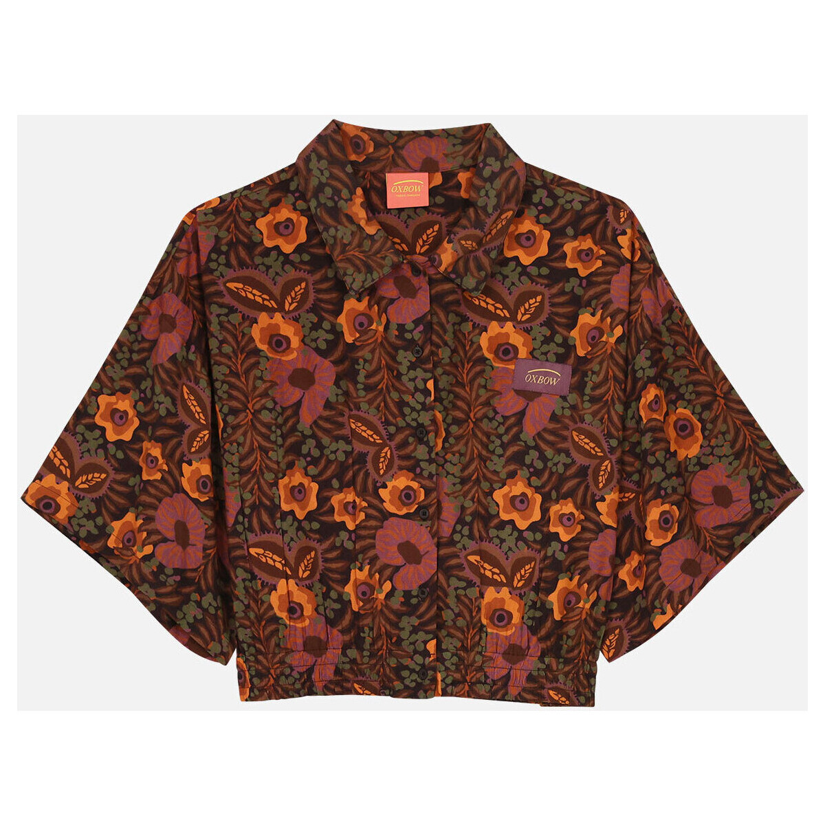 Vêtements Femme Chemises / Chemisiers Oxbow Chemise manches courtes imprimée COLUMBIA Marron