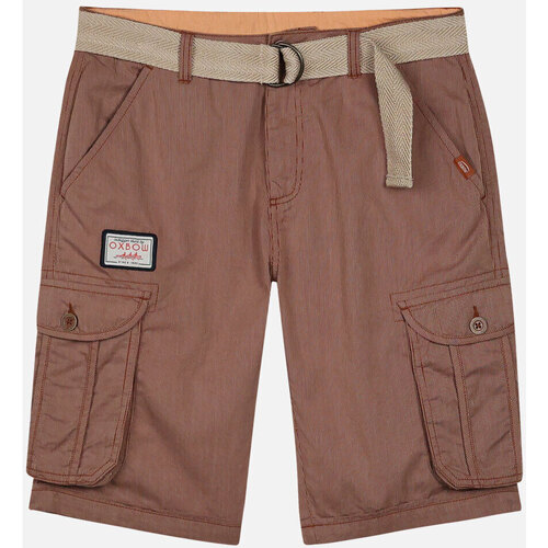 Vêtements Homme Shorts Biqu / Bermudas Oxbow Bermuda rayé ceinture intégrée ORPEK Marron