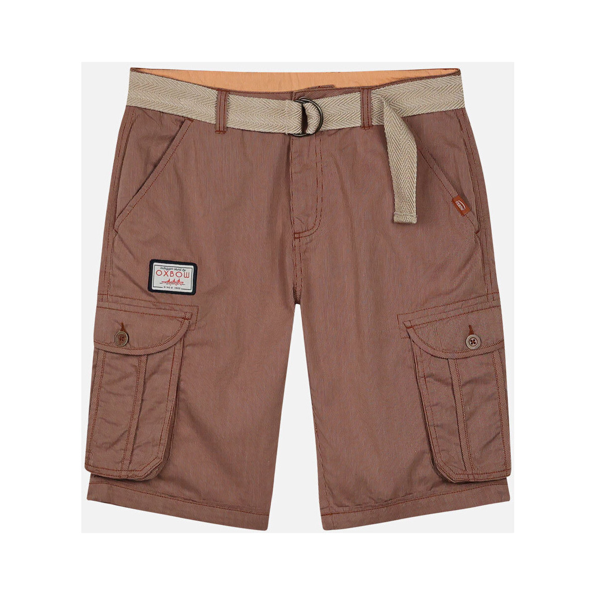 Vêtements Homme Shorts / Bermudas Oxbow Bermuda rayé ceinture intégrée ORPEK Marron