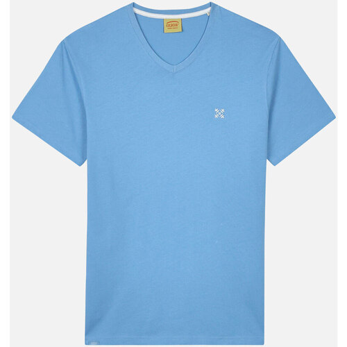 Vêtements Homme T-shirts manches courtes Oxbow Tee shirt uni col V 4flo brodé poitrine TIVE Bleu