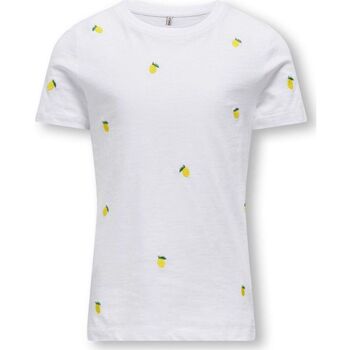 Vêtements Fille T-shirts & Polos Only 15317766 KETTY-WHITE/LEMON Blanc