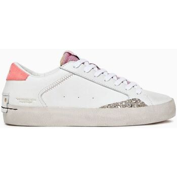 Chaussures look Baskets mode Crime London DISTRESSED 27008-PP6 WHITE PINK Blanc