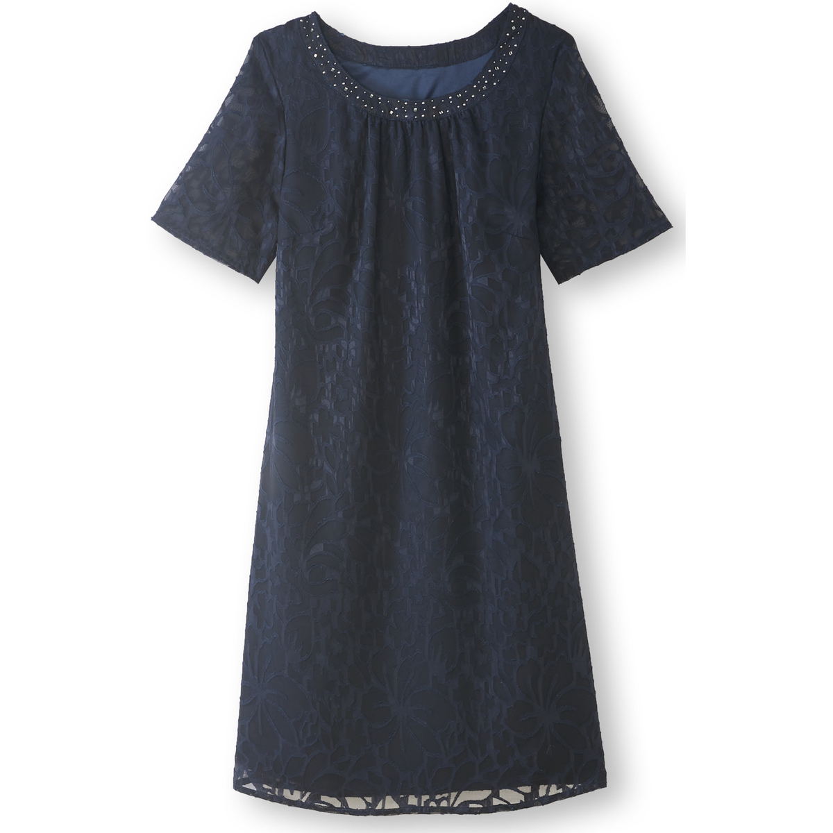 Vêtements Femme Robes courtes Daxon by  - Robe housse en tissu effet dentelle Bleu