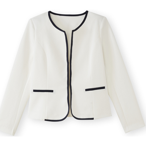 Vêtements Femme Montres & Bijoux Daxon by  - Veste col rond en maille Blanc