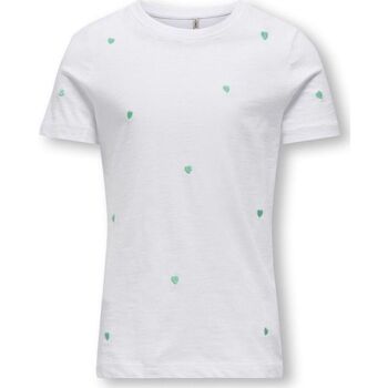 Vêtements Fille T-shirts & Polos Only 15317766 KETTY-WHITE/SAGE Blanc