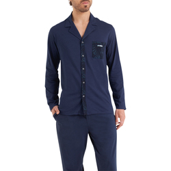 Vêtements Homme Pyjamas / Chemises de nuit Athena Pyjama coton long Bleu