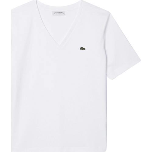 Vêtements Femme Tout accepter et fermer Lacoste T shirt femme  Ref 62397 001 Blanc Blanc