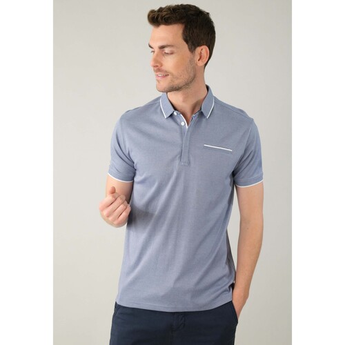 Vêtements Homme Long Sleeve Cricket Polo Shirt Mens Deeluxe Polo MARCUS Bleu