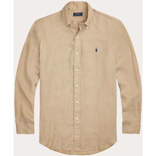 Vêtements Homme Chemises manches longues Ralph Lauren Chemise  ajustée beige en lin Beige