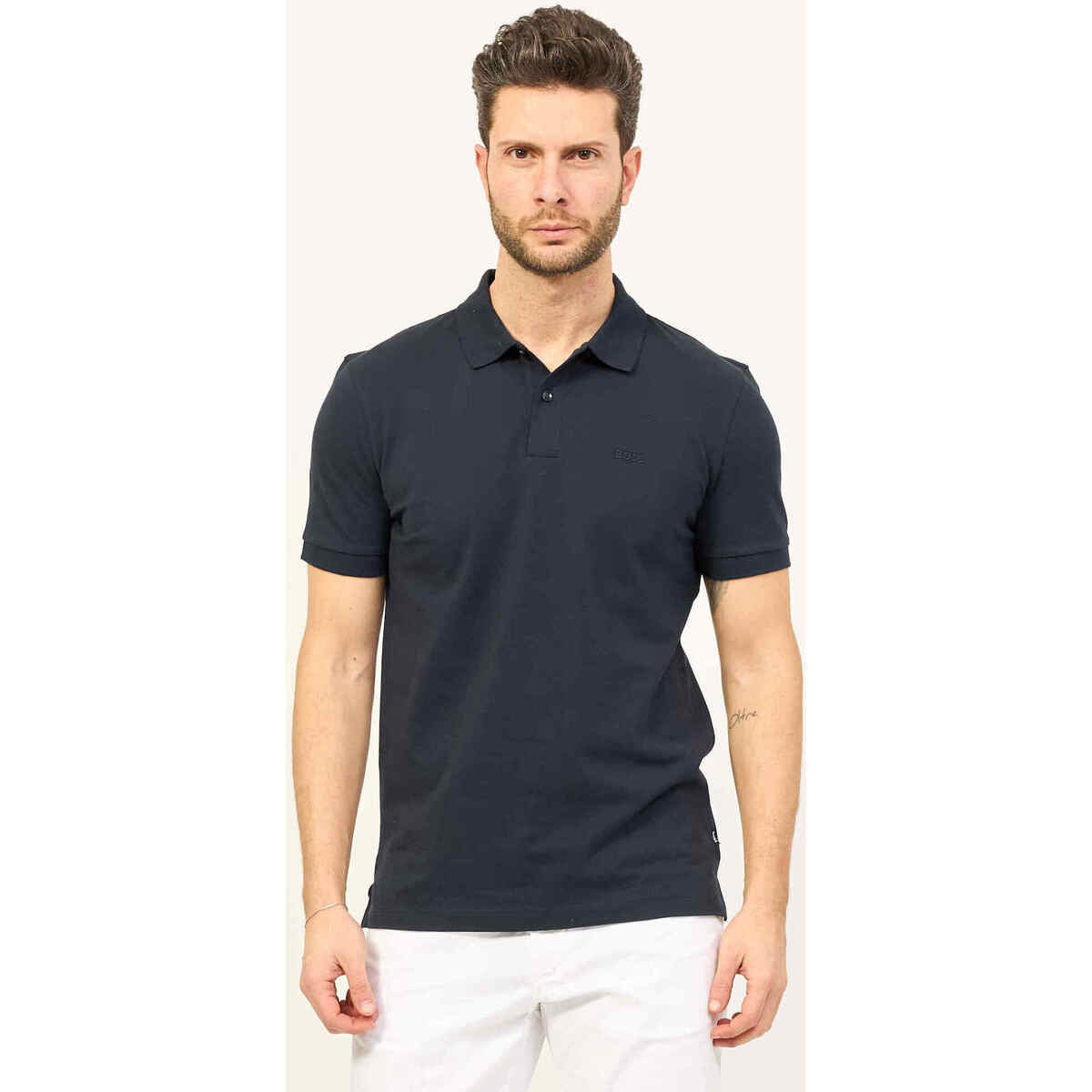 Vêtements Homme T-shirts & Polos BOSS Polo homme coupe classique  en coton avec logo brodé Bleu