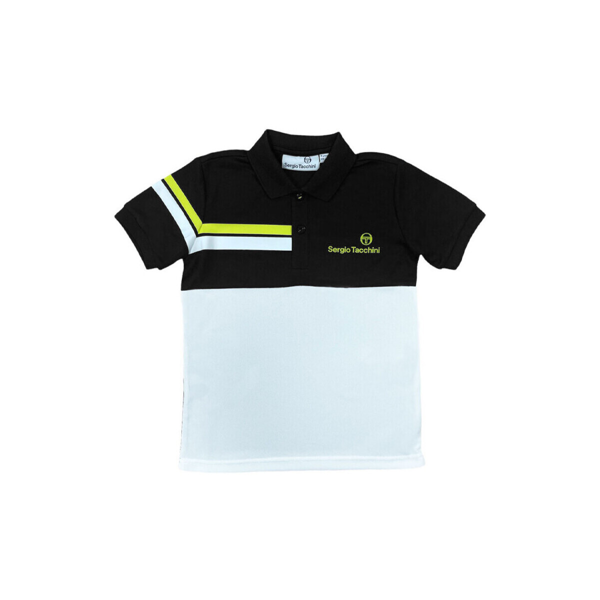 Vêtements Enfant T-shirts & Polos Sergio Tacchini Polo enfant  VOLTI Noir Blanc et Jaune Blanc