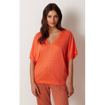 Vêtements Femme T-shirts manches courtes Notshy Top lin Sophia corail-047273 Orange