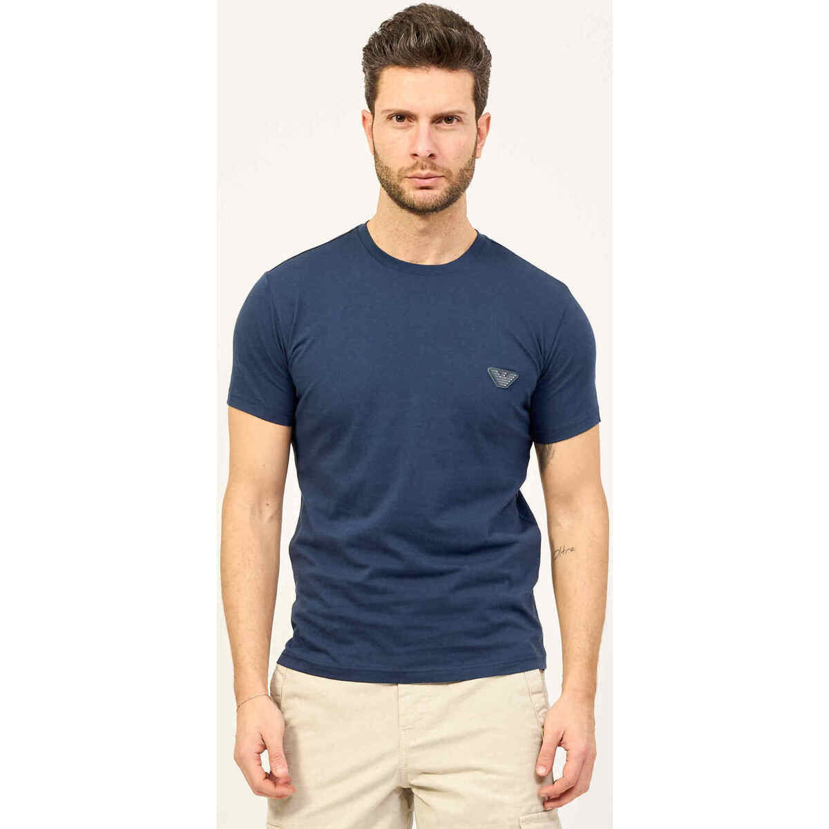 Vêtements Homme Giorgio Armani Gold MEN ACCESSORIES LIFESTYLE T-shirt à col rond homme  avec logo appliqué Bleu