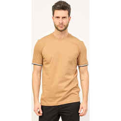 Vêtements Homme T-shirts ecru & Polos BOSS T-shirt homme col rond  avec rayures sur les manches Beige