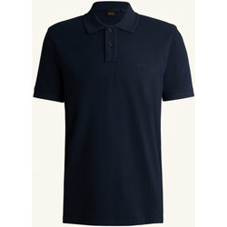 Vêtements Homme T-shirts ecru & Polos BOSS Polo  bleu en piqué de coton avec logo Bleu