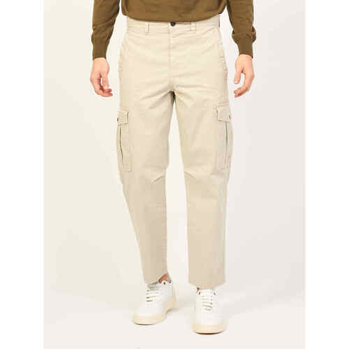 Vêtements Homme Pantalons BOSS Pantalon cargo  en coton stretch avec patch logo Beige