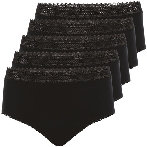 Sous-vêtements Femme Newlife - Seconde Main Athena Lot de 5 culottes taille haute pour les règles Coton bio Secret Noir