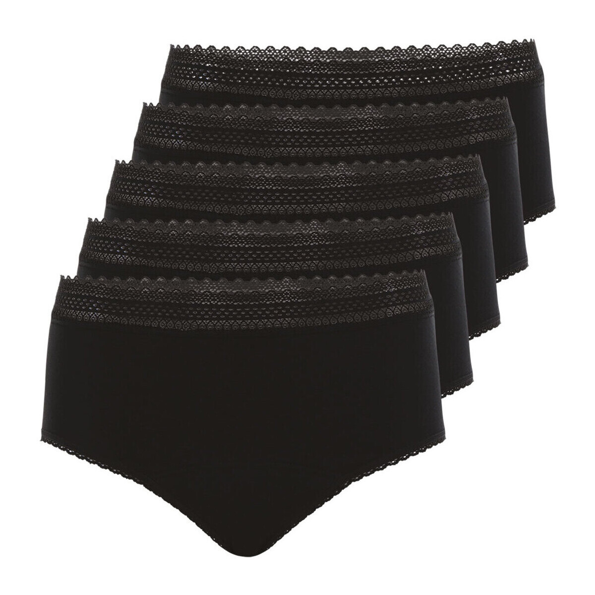 Sous-vêtements Femme Culottes & slips Athena Lot de 5 culottes taille haute pour les règles Coton bio Secret Noir