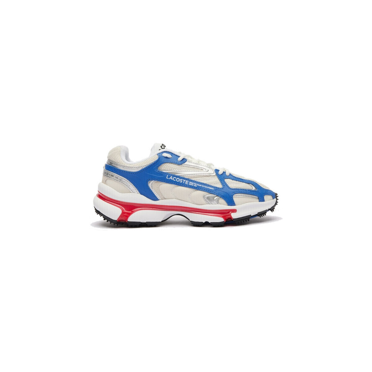 Chaussures Homme Baskets mode Lacoste BASKETS  L003 2K24 NOIRES BLANCHES ROUGES ET BLEUES Blanc