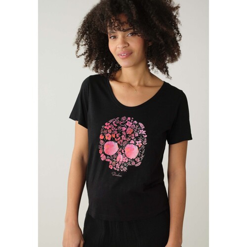Vêtements Femme T-shirts & Polos Deeluxe T-Shirt FLORISKULL Noir