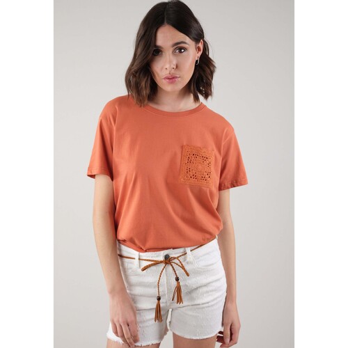 Vêtements Femme Grey cotton Bound For Glory T-shirt from featuring a crew neck and a print to the front Deeluxe T-Shirt KOTONA Orange