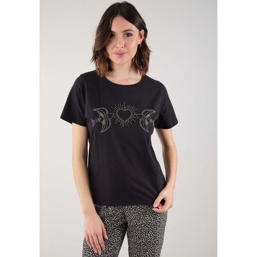 Vêtements Femme Bons baisers de Deeluxe T-Shirt BIRDYHEART Noir